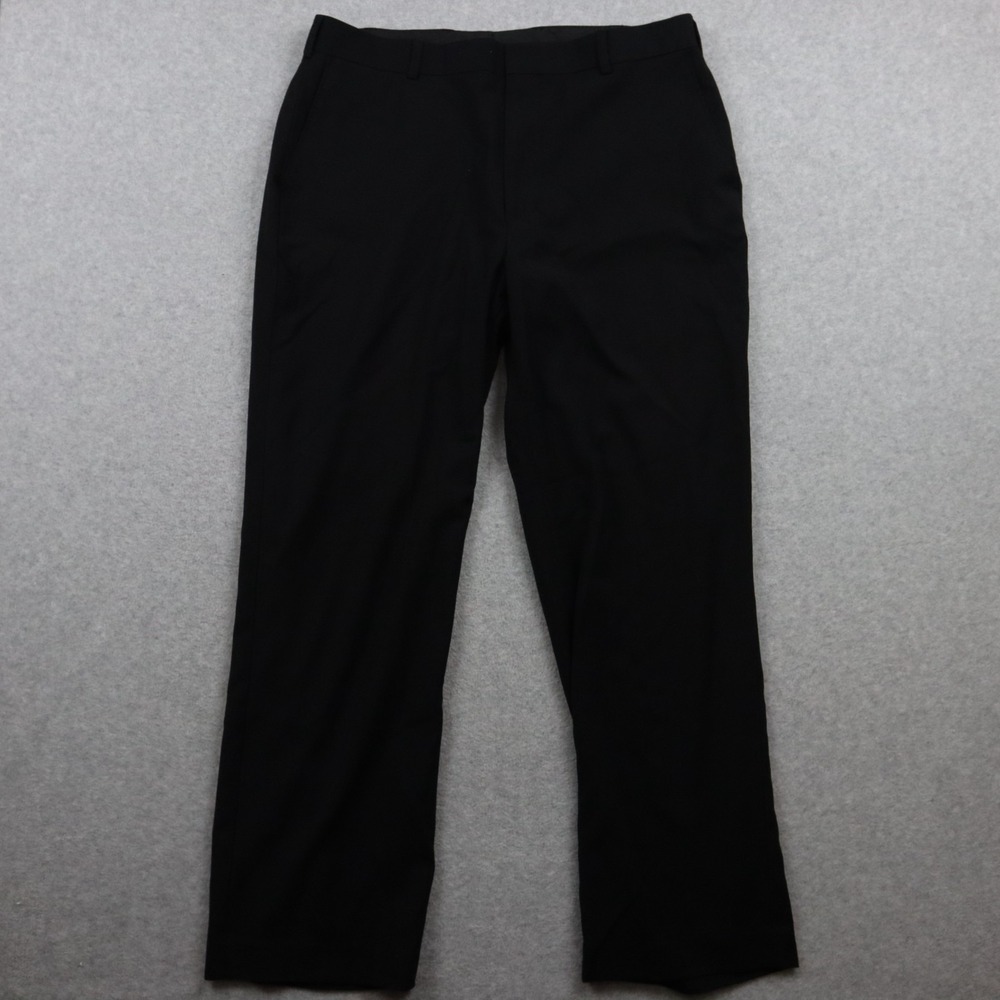 Arrow Pants Mens 36x30 Dress Slacks Suit Business Formal‎ Flex Flat Front Black